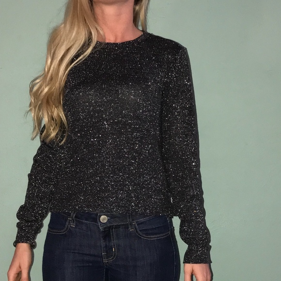 sparkly black long sleeve top